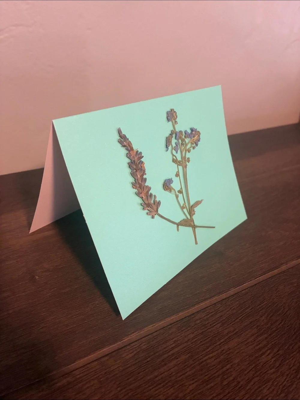 Handmade Pressed Flowers on Blank Card